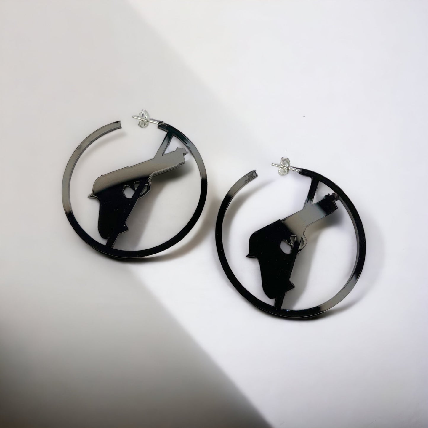 Gun Law Earrings - Black Hoops, Gun Free Zone, Black Earrings, Hoop Earrings, Gun Free - Rhythms of Grace Creative