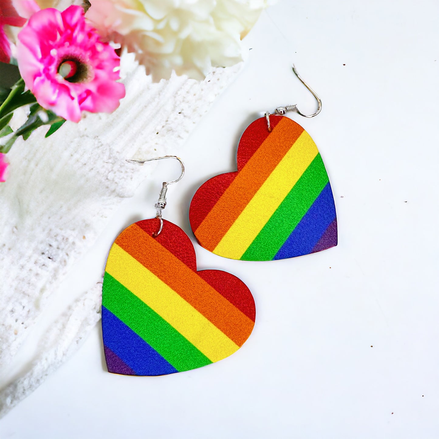 Rainbow Heart Dangle Earrings – Wear Your Pride! 🏳️‍🌈