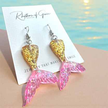 Mermaid Tail Magic – Glittery Earrings in 3 Splashy Colors! ✨