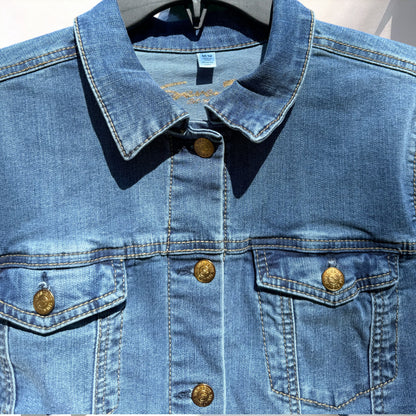 Hand-Painted Jean Jacket:  ‘Tis the Season! | Perfect for LSU & Saints Fans | Fashionable Fitted Cropped Denim