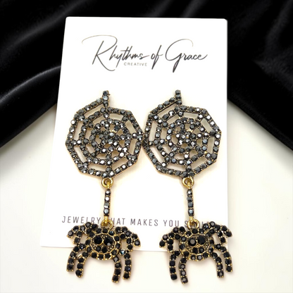 Enchanting Rhinestone Spider Earrings - Spooktacular Style for Every Occasion!