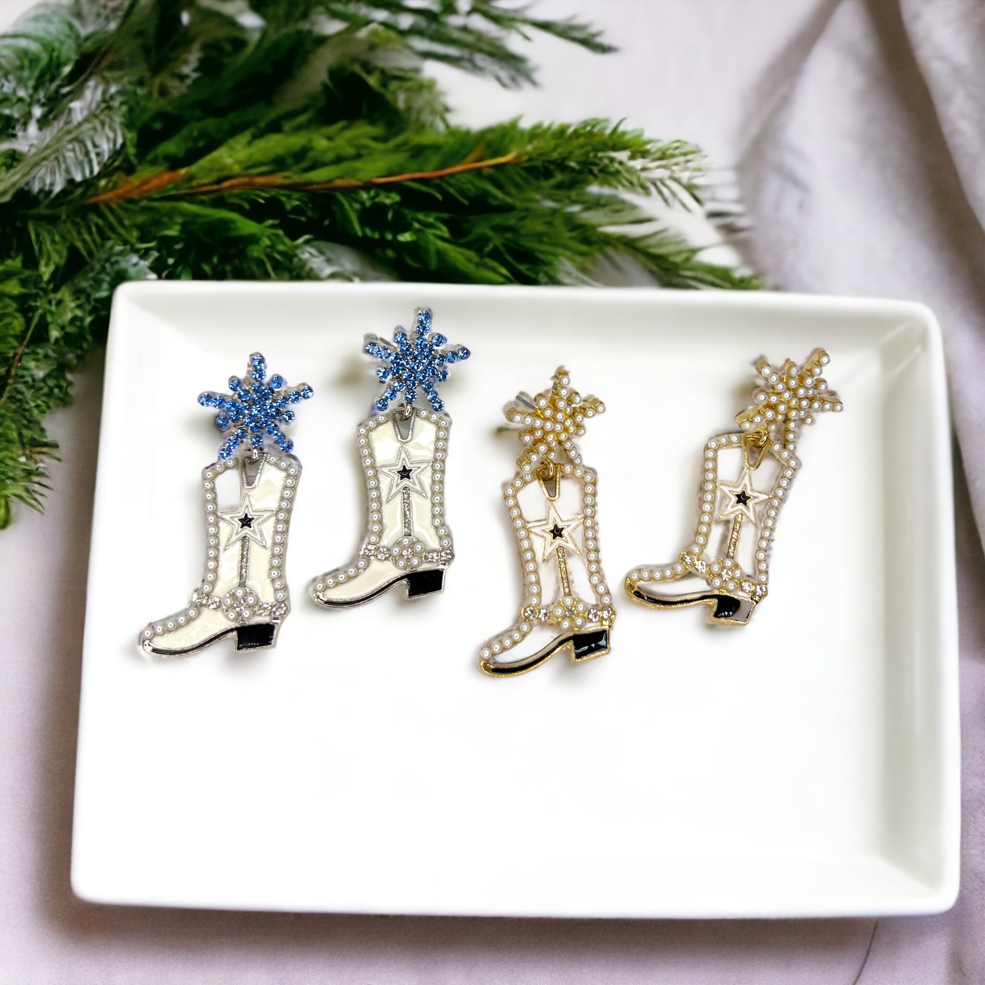 Rhinestone Boots Earrrings - Rodeo Earrings, Bachelorette Earrings, Bachelorette Accessories, Western Style - Rhythms of Grace Creative