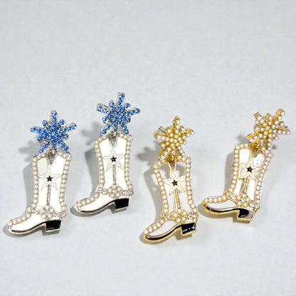 Rhinestone Cowgirl Boot Earrings | Western Rodeo Statement Earrings | Bachelorette Cowgirl Accessories