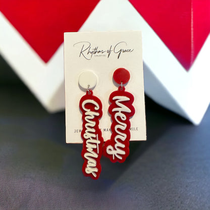 Christmas Earrings - Naughty or Nice, Red and Green Earrings - Rhythms of Grace Creative