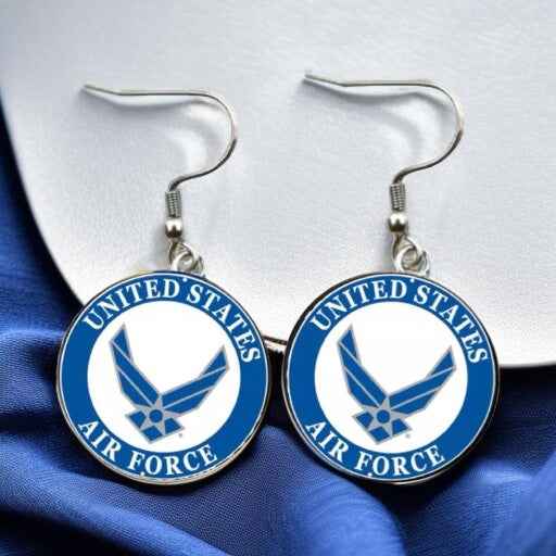 Military Mom Marvels: Air Force Cabochon Dangle Earrings!