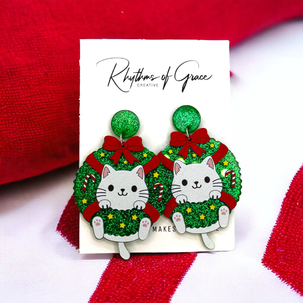 Deck the Halls and Yourself with Christmas Wreath Earrings! 🐾🎄