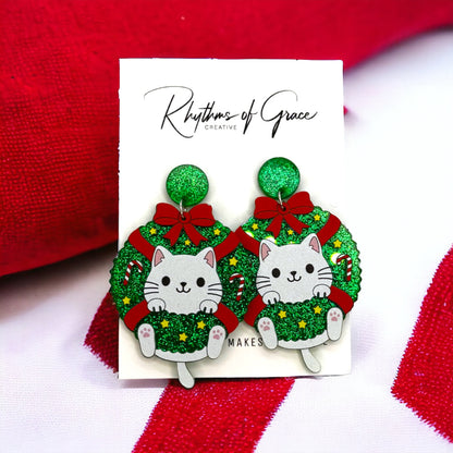 Deck the Halls and Yourself with Christmas Wreath Earrings! 🐾🎄