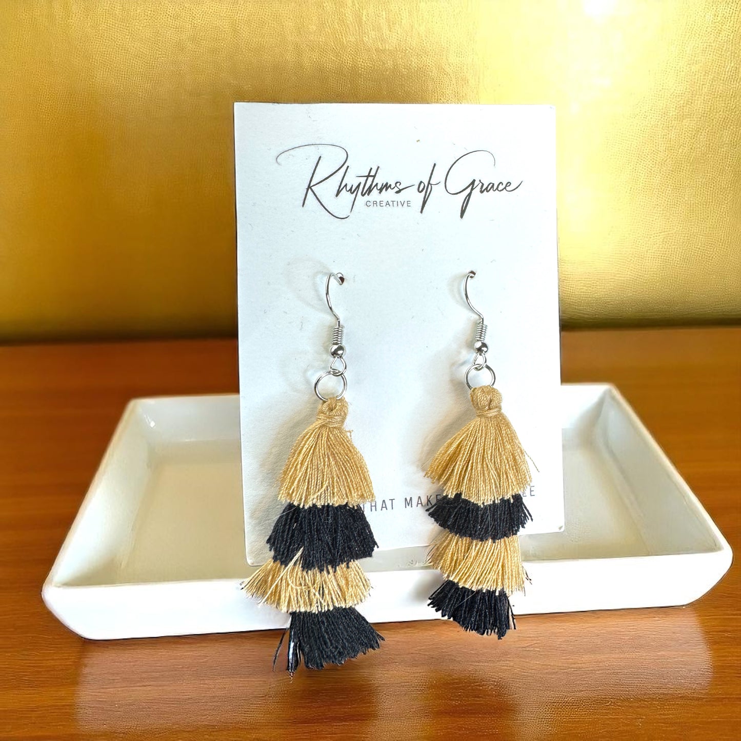 Step Up Your Style: Chic Black & Gold Tassel Earrings for Every Occasion!