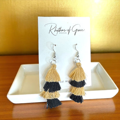 Step Up Your Style: Chic Black & Gold Tassel Earrings for Every Occasion!