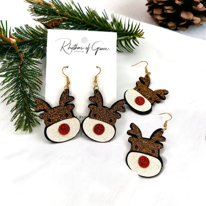 Dazzle and Delight: Glitter Reindeer Dangle Earrings! 🎉