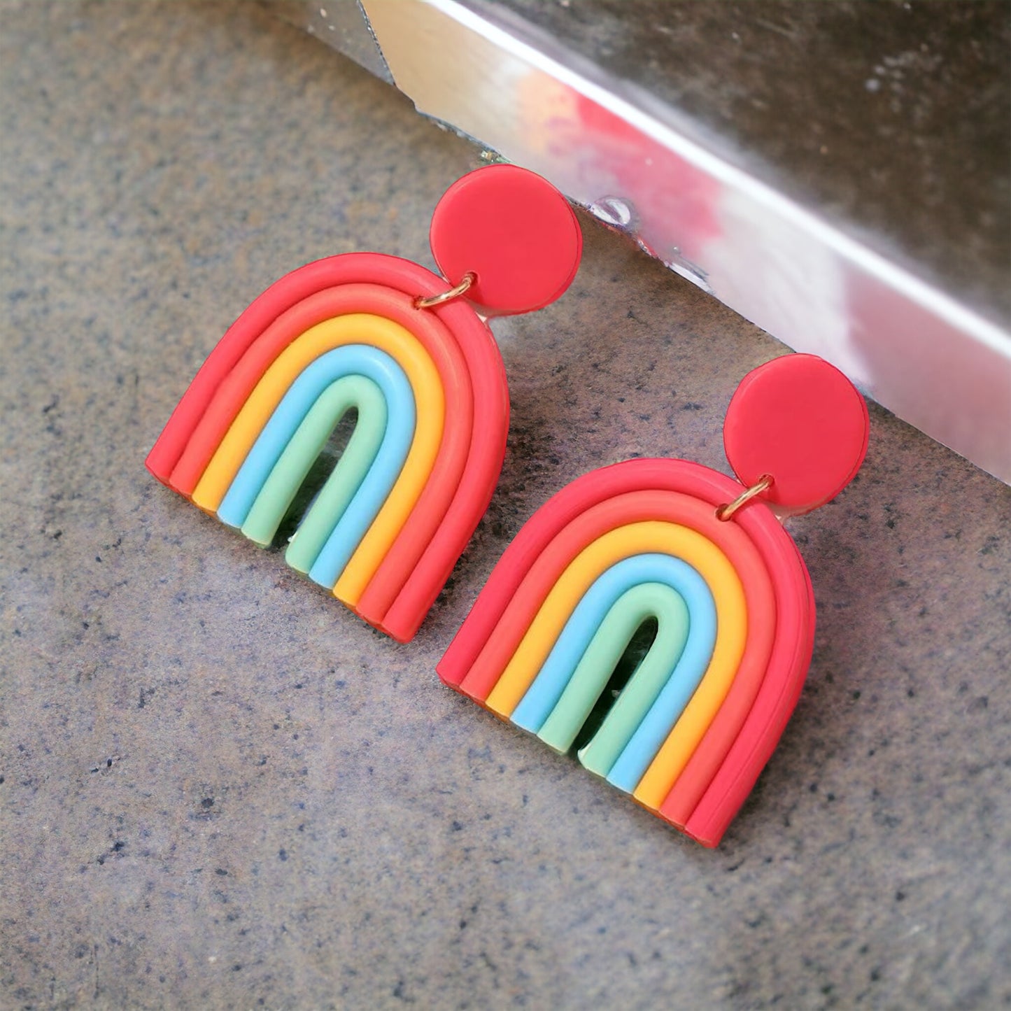Colorful Rainbow Delight Earrings - Polymer Clay Accessories!