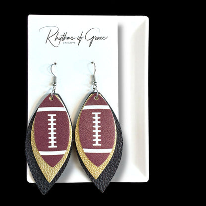 Touchdown in Style: Black and Gold Football Earrings for the Fashion-Forward Fan!