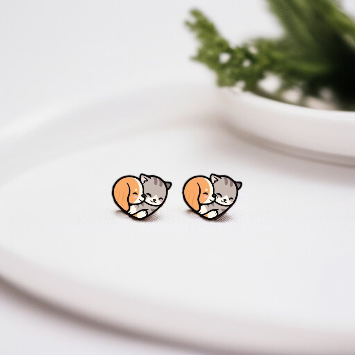 Purr-fectly Pawsome Heart-Shaped Stud Earrings!