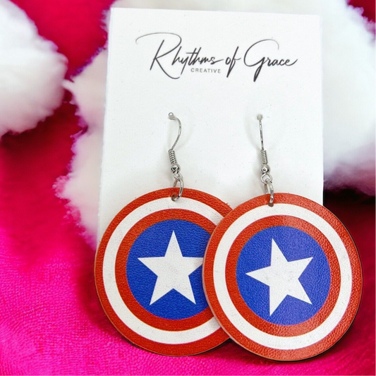 Captain America Earrings - Celebrate in Style! 🌟