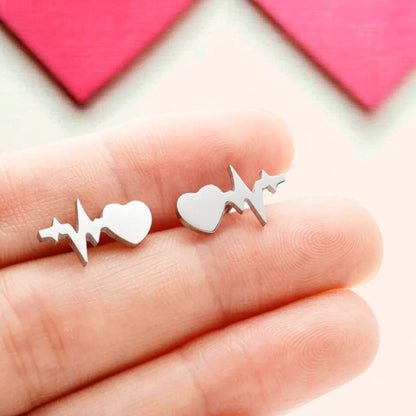 Heartbeat Studs: Dainty Elegance for Life & Love in Gold or Silver!