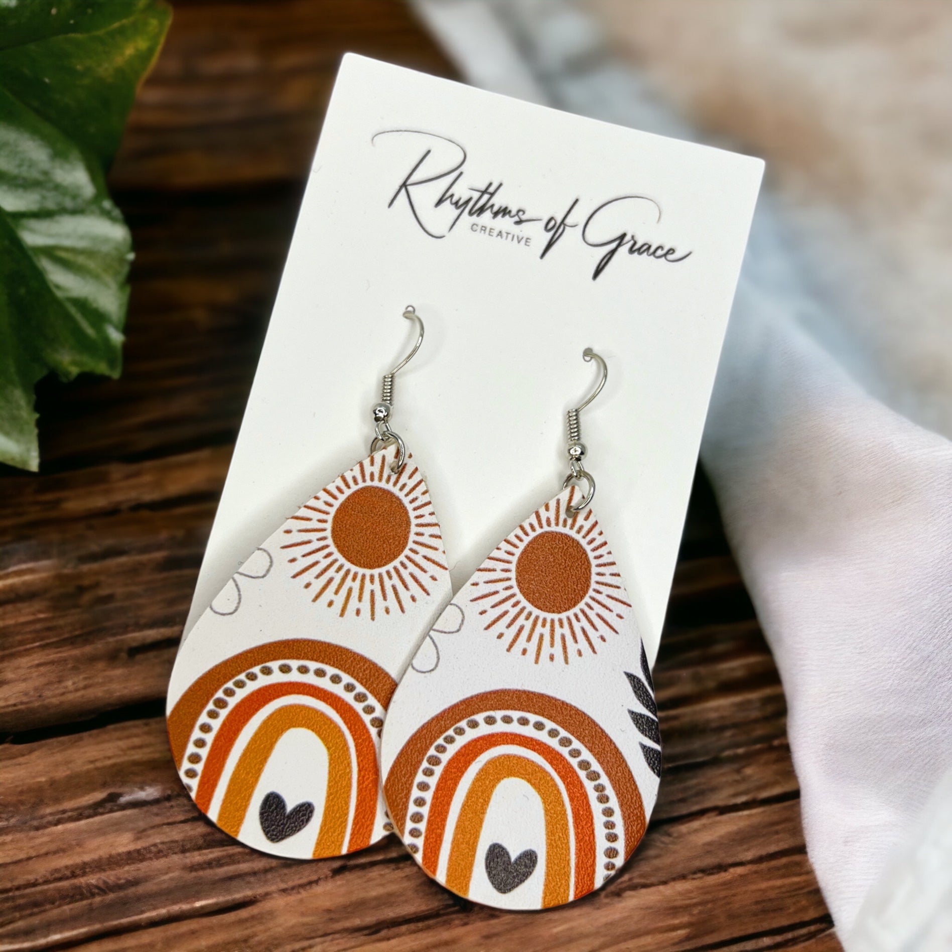 Earth Tones Earrings - Neutral Earrings, Boho Chic, Teardrop Earrings, Bohemian Style - Rhythms of Grace Creative
