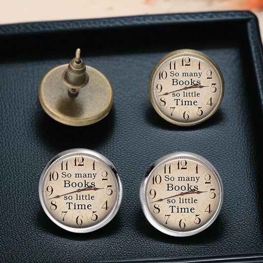 Ticking Away: ‘So Many Books, So Little Time’ Clock Stud Earrings!
