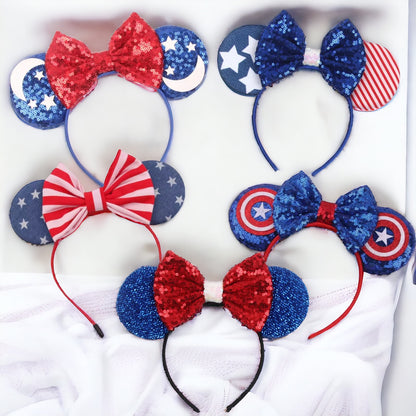 Patriotic Mouse Ears - Red White & Blue, Stars and Stripes - 6 Styles