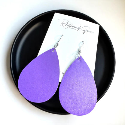 Teardrop Bliss: Colorful Faux Leather Dangle Earrings for Every Occasion