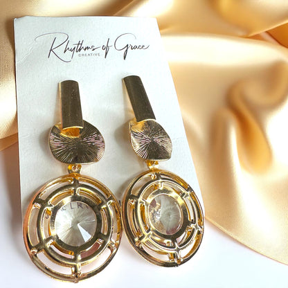 Shine On! Gold & Glass Dangle Earrings - Stunning Statement Jewelry
