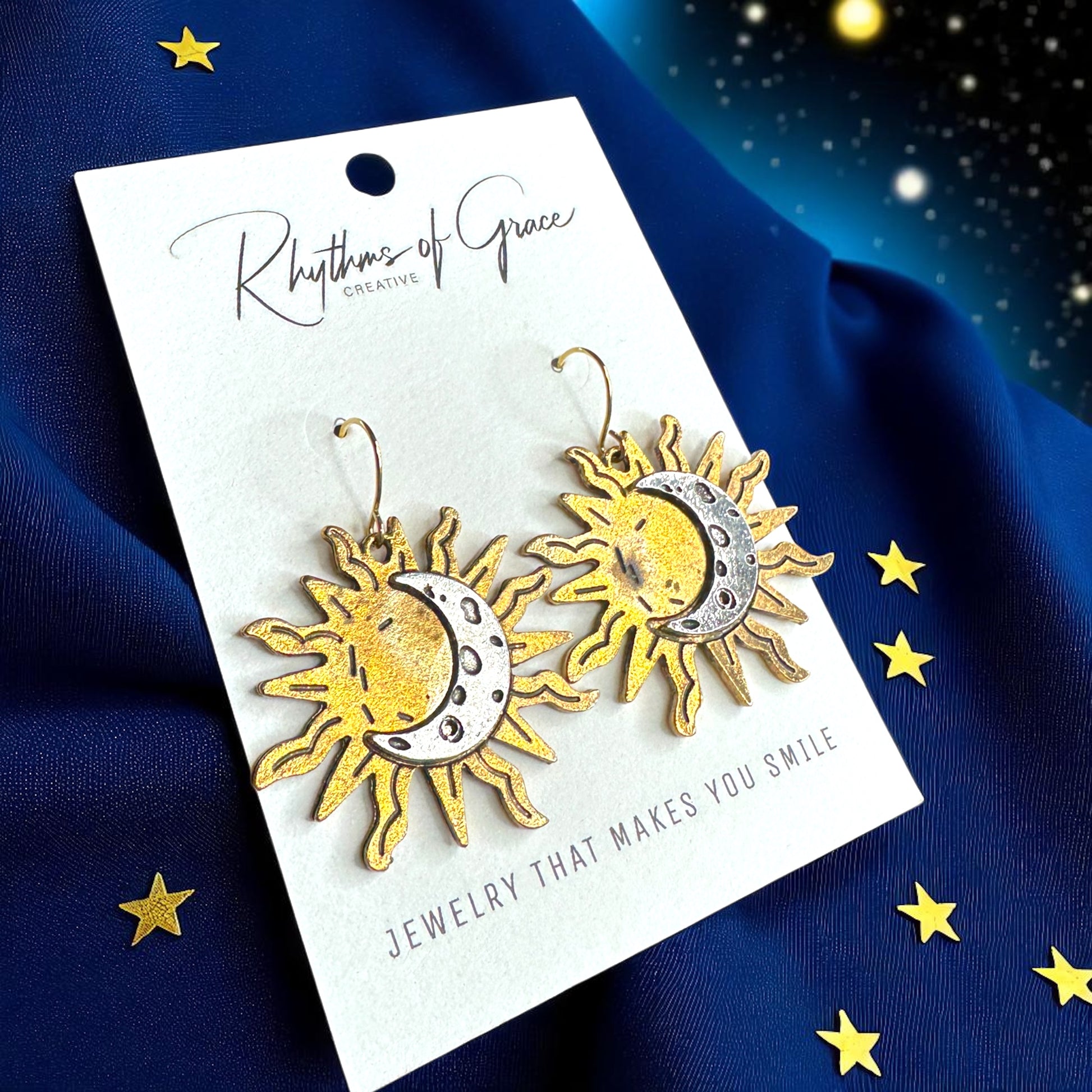Celestial Earrings: Dance with the Sun and Moon! 🌙☀️ - Rhythms of Grace Creative