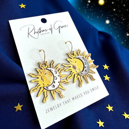 Celestial Earrings: Dance with the Sun and Moon! 🌙☀️ - Rhythms of Grace Creative
