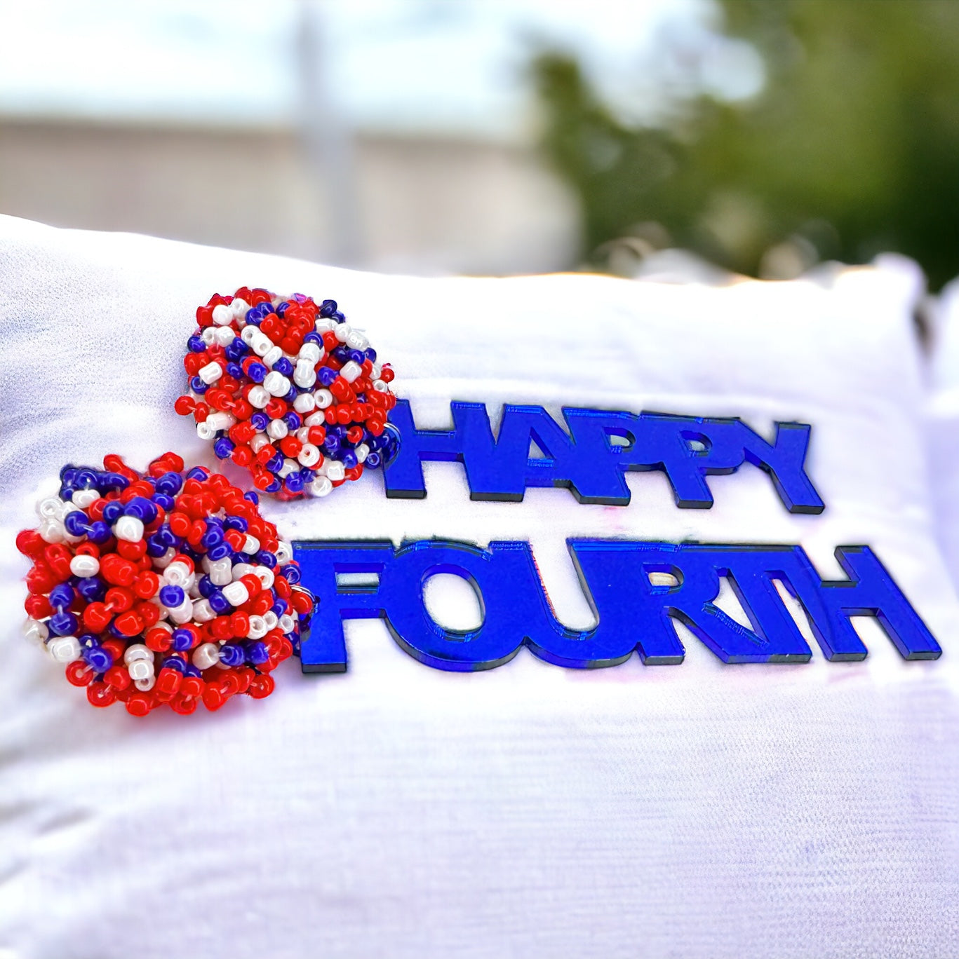Patriotic Red White and Blue Dangle Earrings - Perfect for Fourth of July!