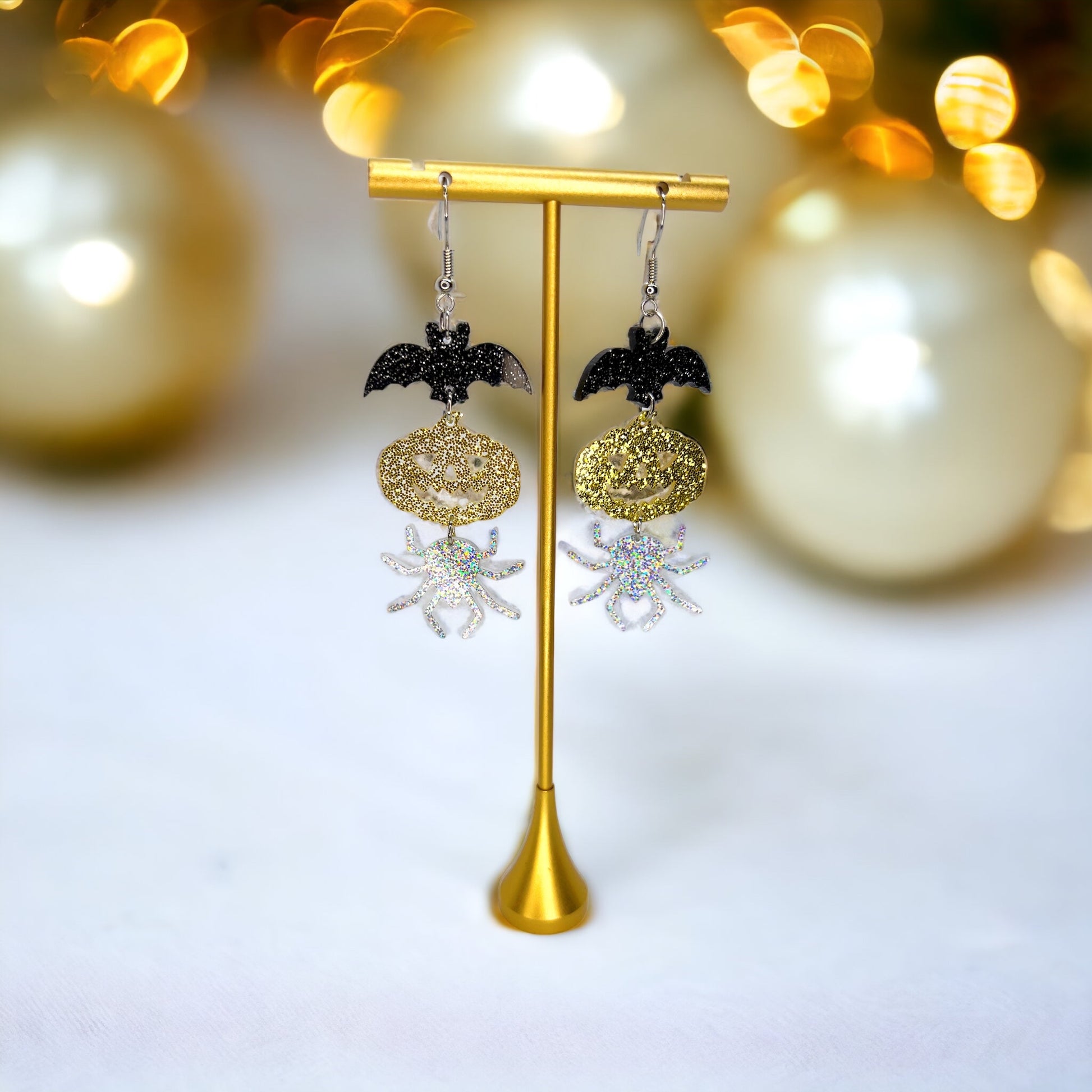 Halloween Earrings - Spider Earrings, Halloween Accessories , Pumpkin Earrings, Halloween Costume, Halloween Teacher - Rhythms of Grace Creative