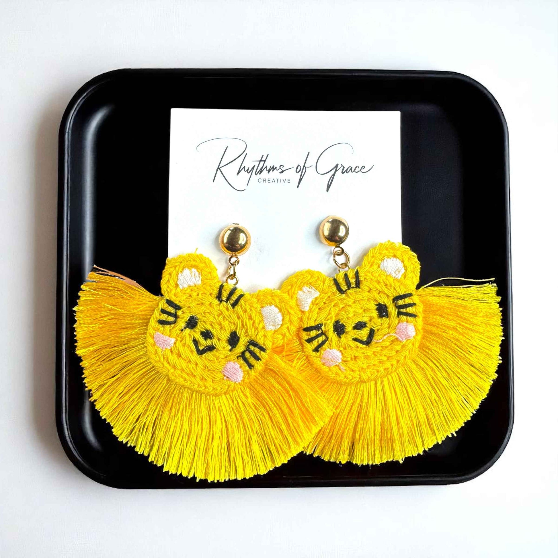 Wildly Stylish Tiger Earrings - Handmade Crocheted Animal Jewelry & Accessories!