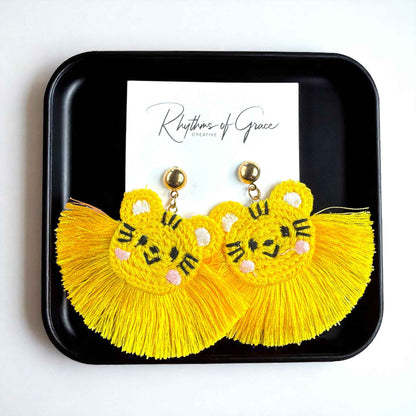Wildly Stylish Tiger Earrings - Handmade Crocheted Animal Jewelry & Accessories!
