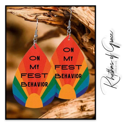 On My Fest Behavior Earrings - Handmade Earrings, Jazz Fest, Music Earrings, Handmade Jewelry, Music Jewelry, Festival Earrings