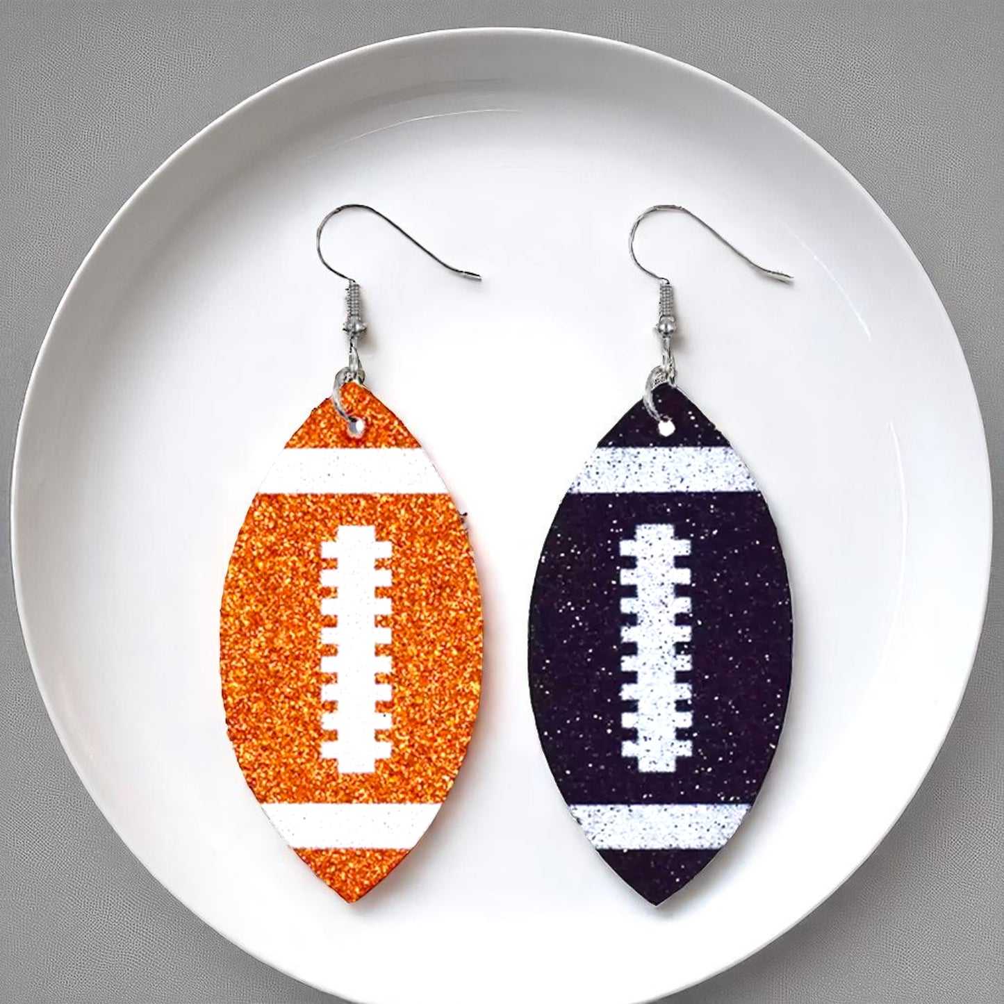 Score Big with Sparkle! Glitter Football Dangle Earrings 🏈