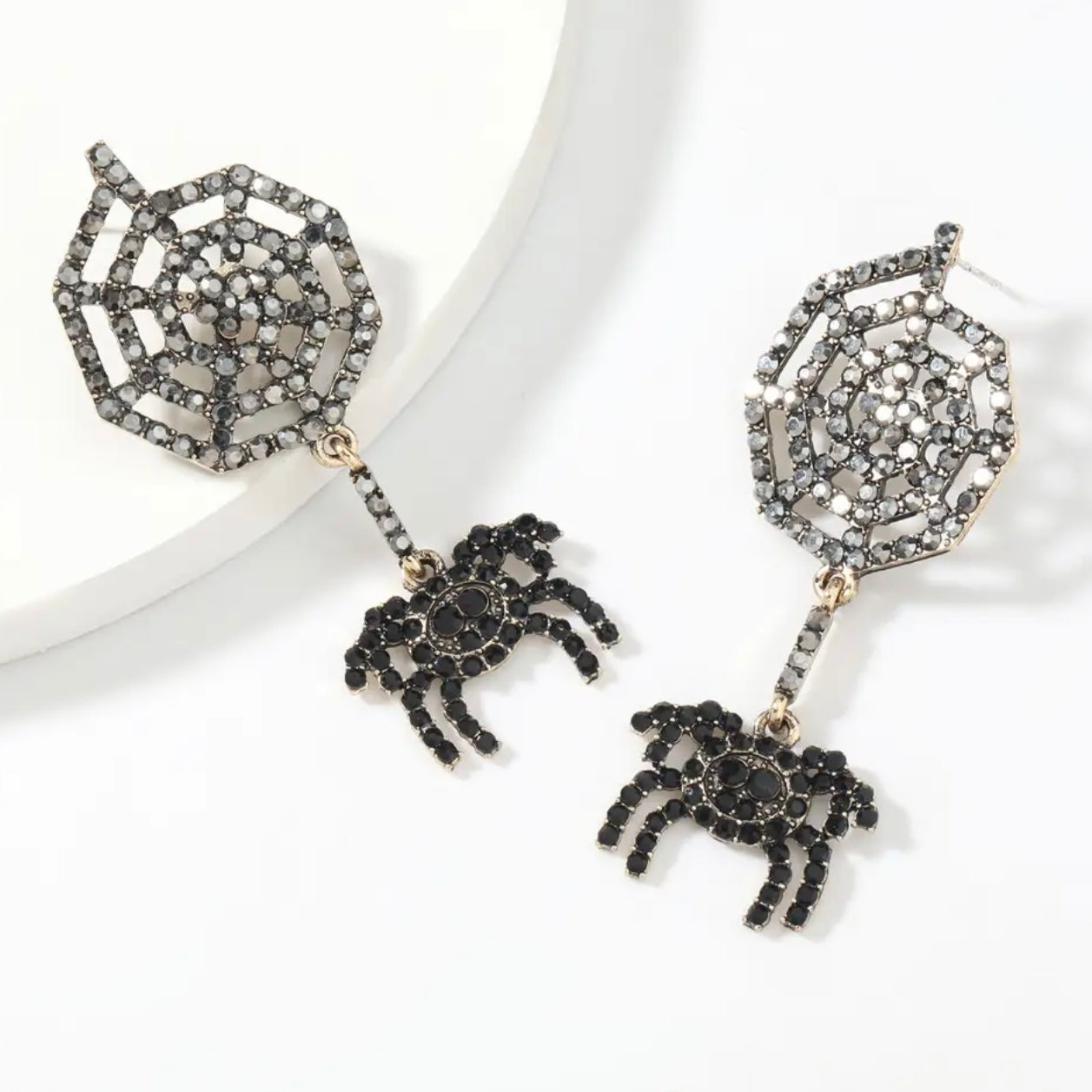 Spiderweb Earrings - Halloween Earrings, Spider Earrings, Halloween Accessories, Halloween Earrings, Rhinestone Earrings, Halloween Accessories - Rhythms of Grace Creative
