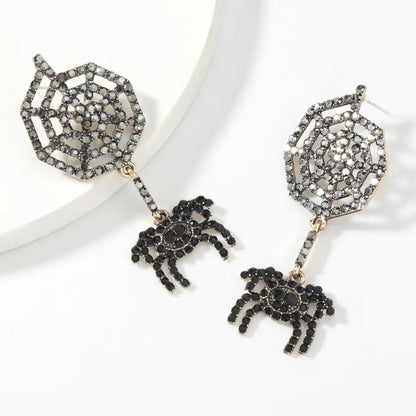 Spiderweb Earrings - Halloween Earrings, Spider Earrings, Halloween Accessories, Halloween Earrings, Rhinestone Earrings, Halloween Accessories - Rhythms of Grace Creative