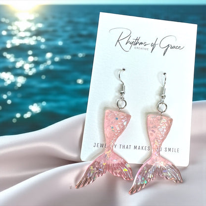 Mermaid Tail Magic – Glittery Earrings in 3 Splashy Colors! ✨