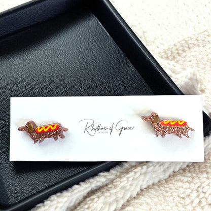 Dachshund Delight: Weenie Dog Stud Earrings! 🐾