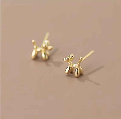 Gold Balloon Dog Stud Earrings | Tiny Dainty Mardi Gras Jewelry | Minimalist Gold Animal Earrings | Lightweight Studs for Kids & Adults