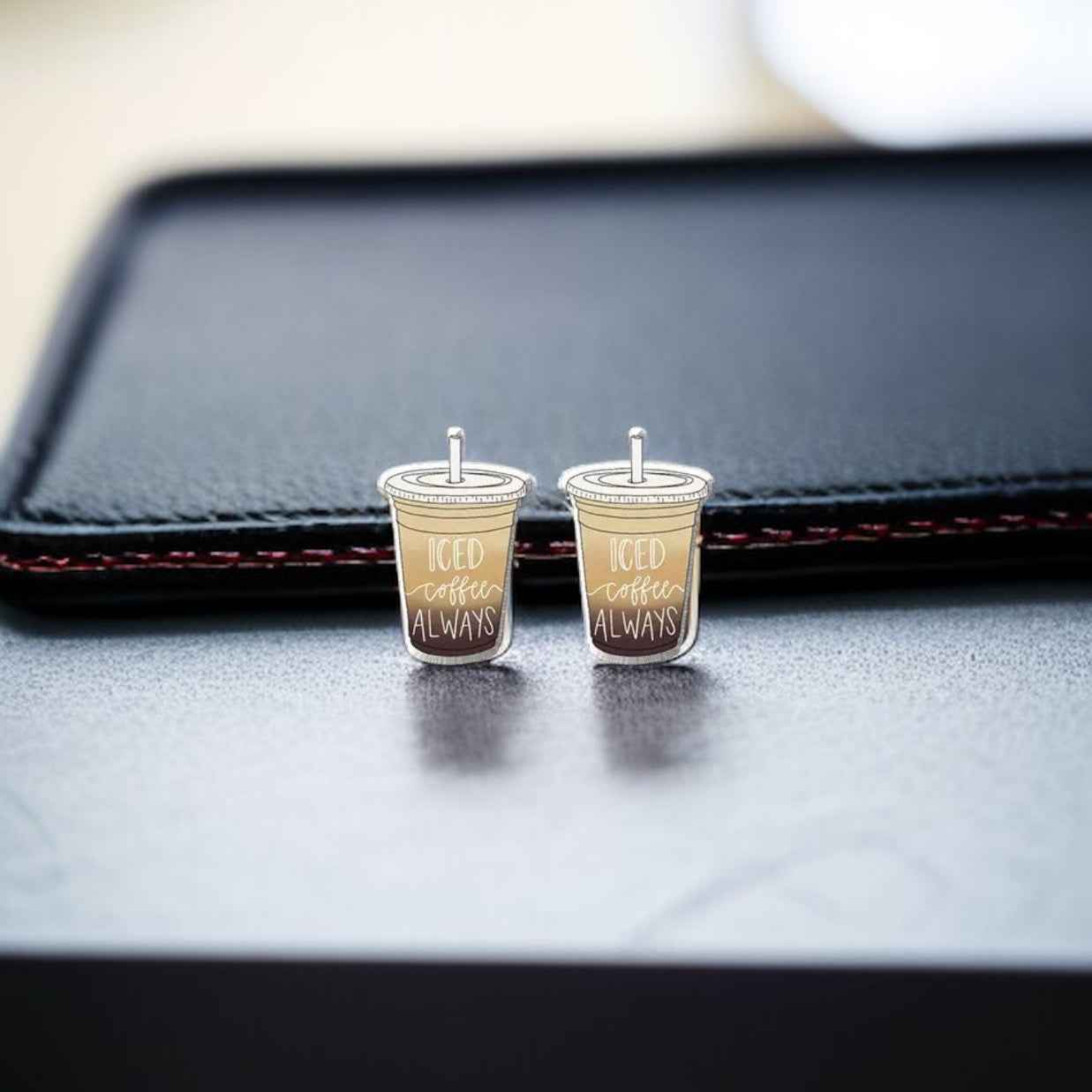 Iced Coffee Studs – Brew-tiful Style for Your Ears! ☕