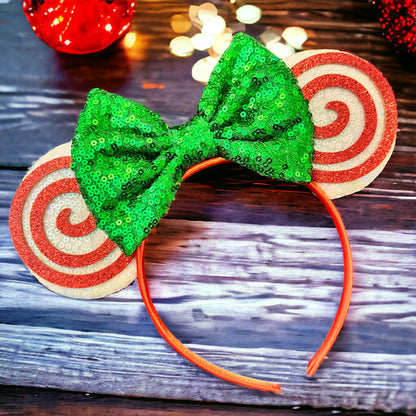 Festive Christmas Mouse Ears Headbands – Festive Swirl & Holiday Cheer!