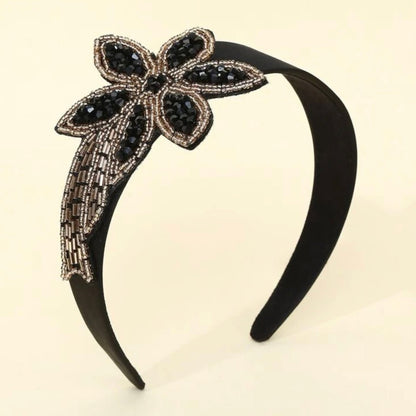 Beaded Black and Gold Headband - Handmade Headpiece, New Orleans Headband, Holiday Headpiece, Beaded Headband - Rhythms of Grace Creative