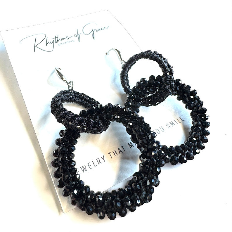 Sparkle and Shine: Stunning Black Beaded Dangle Earrings