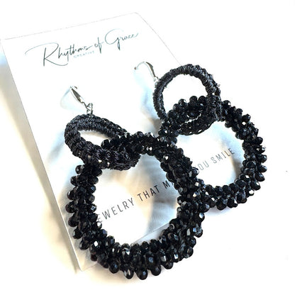 Sparkle and Shine: Stunning Black Beaded Dangle Earrings