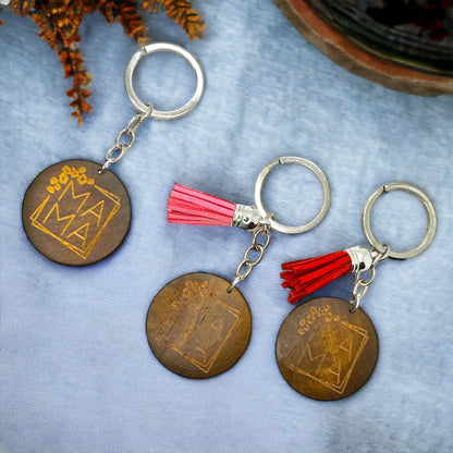 Rustic Wooden Mom Key Chain