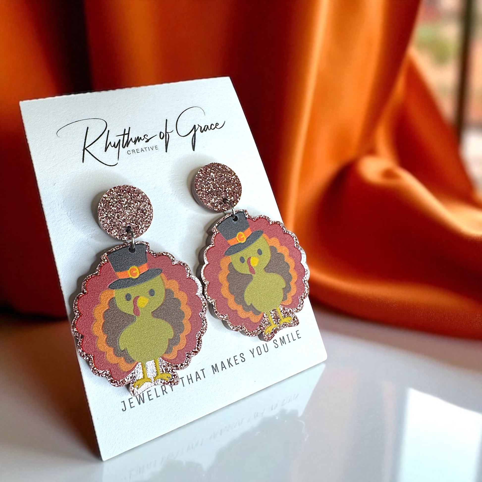 Feast Mode: ON – Glittery Turkey Earrings for Thanksgiving Fun - Rhythms of Grace Creative