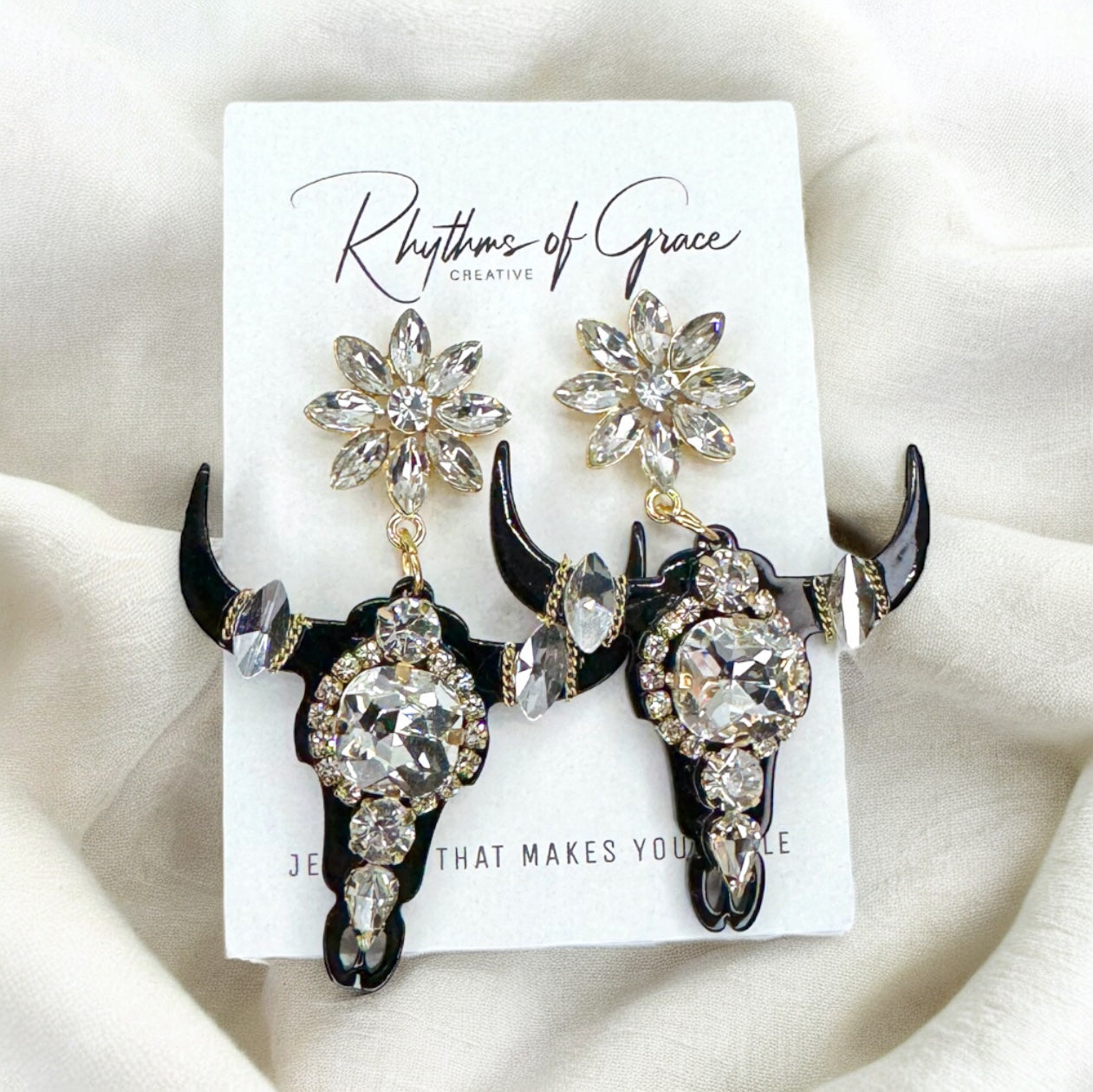 Stunning Western Inspired Rhinestone Dangle Earrings - Boho Jewelry Statement Piece