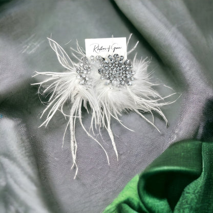 Feather Your Style: Dazzling White Rhinestone Earrings for a Glamorous Touch! - Rhythms of Grace Creative