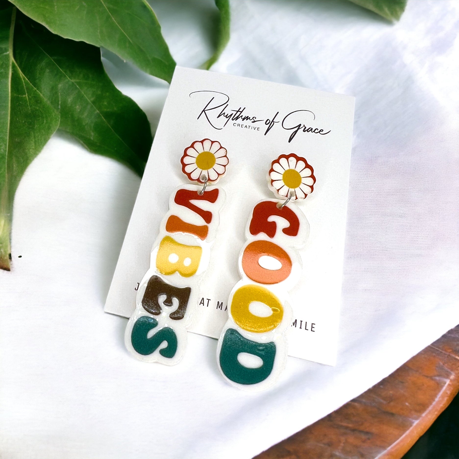 Good Vibes Earrings - Groovy Earrings, Fun Earrings, Peace and Love, Peace Sign, Hippie Earrings - Rhythms of Grace Creative