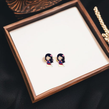 Enchanting Cartoon Princess Stud Earrings - Sparkle Like Royalty! 👑