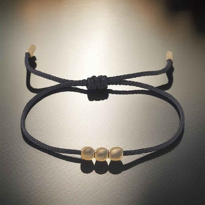 Black & Gold Simple Wish Bracelet - Handmade Jewelry