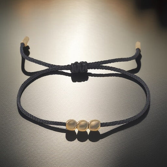 Black & Gold Simple Wish Bracelet - Handmade Jewelry